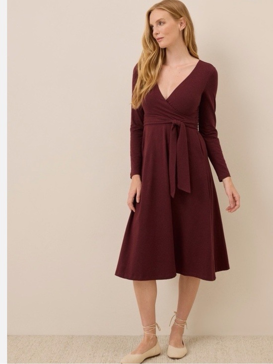 Pact Dresses & Skirts - Pact Fit And Flare Wrap Midi Dress Ruby Heather L